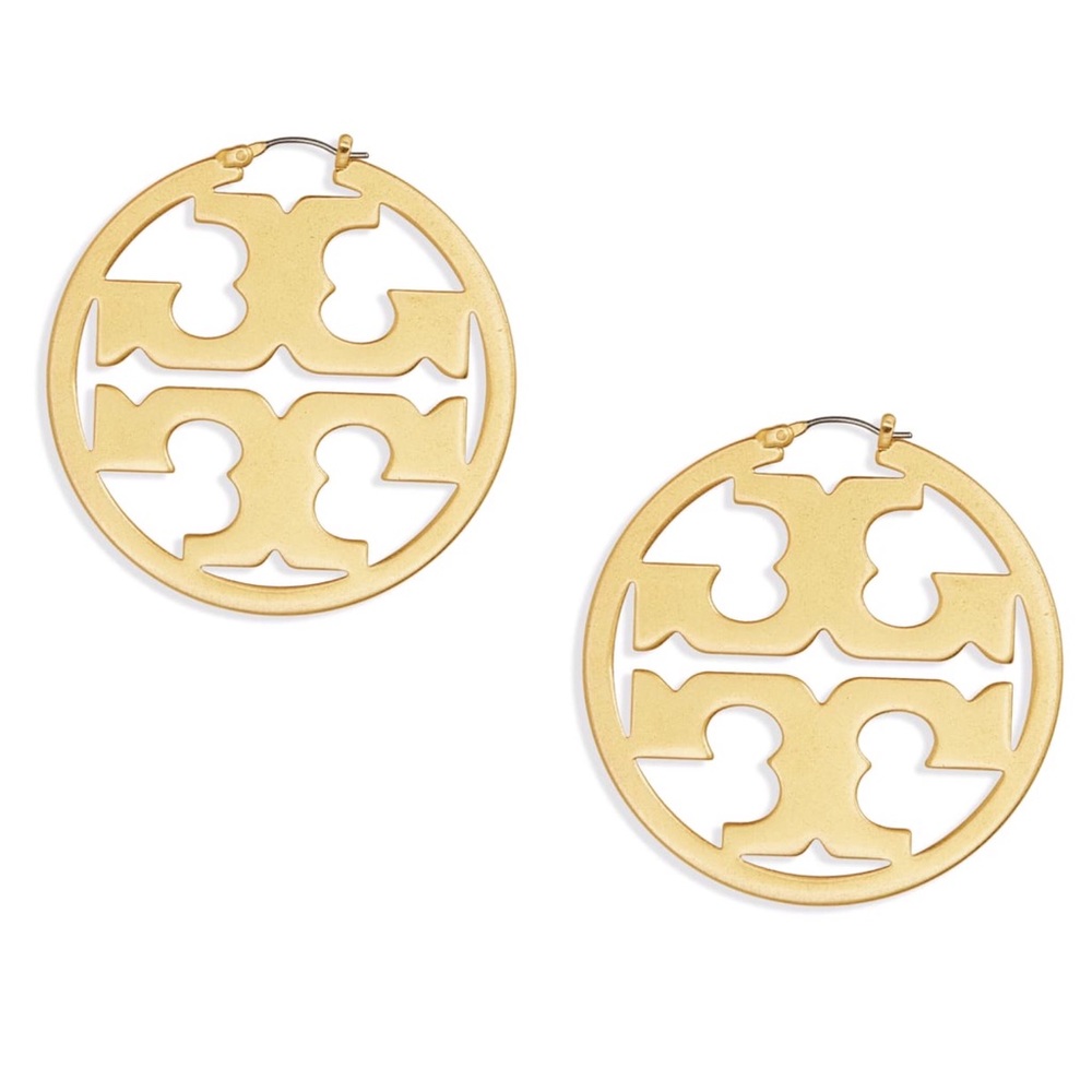 TORY BURCH • Gold Miller Logo Hoop Earrings